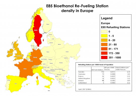 Európában Svédországban terjedt el legkorábban az etanol használata