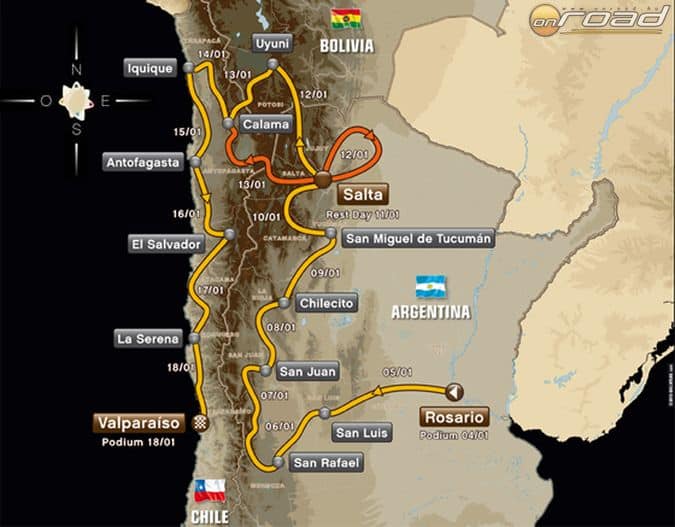 A 2014-es Dakar-rali útvonala