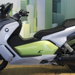 A BMW C evolution electric maxi-scooter is displayed at the BMW motorcycle plant in Berlin
