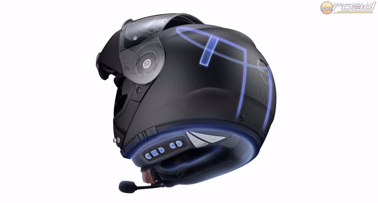 A Schuberth saját kommunikációját kínálja bukóiba: a kép a beépített antennát mutatja