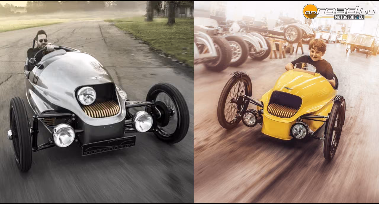 Elektromos Morgan trike apának és fiúnak