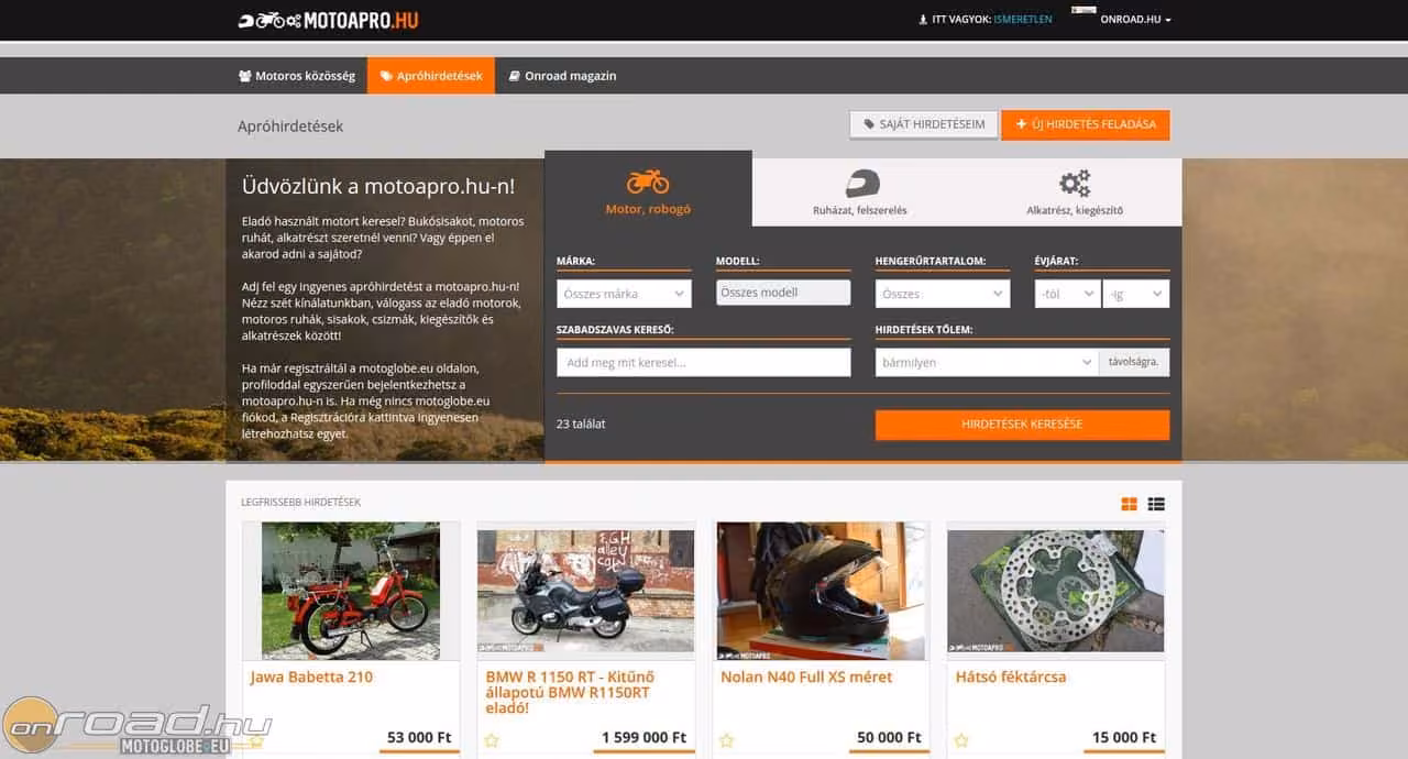 Új, kizárólag motoros apróhirdetési oldal: elindult a motoapro.hu!