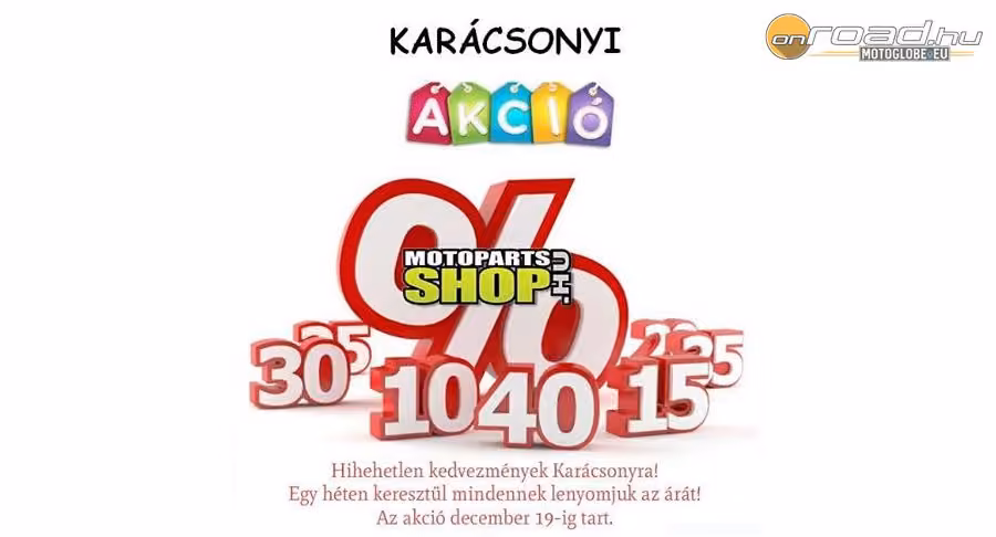 Hatalmas karácsonyi kedvezmény a MotoPartsShop.hu üzletében Hatalmas karácsonyi kedvezmény a MotoPartsShop.hu üzletében