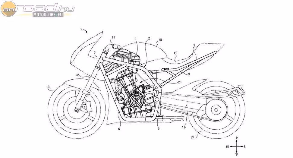 Szabadalmi rajzokon a Suzuki turbo feltöltésű motorja